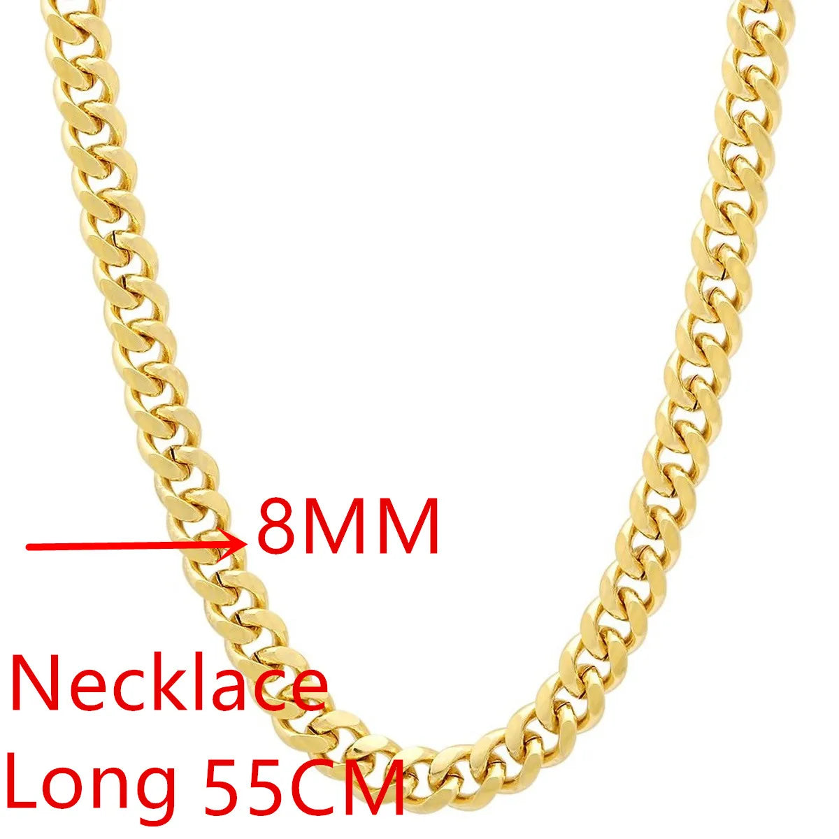 Andara 925 Sterling Silver Gold Plated 8mm Cuban Side Chain Necklace Mens Favorite Accessories Jewelry Gift