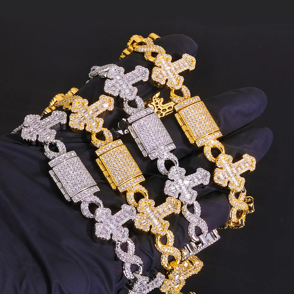 Iced Out Cross Cuban Chain Necklace Infinity CZ