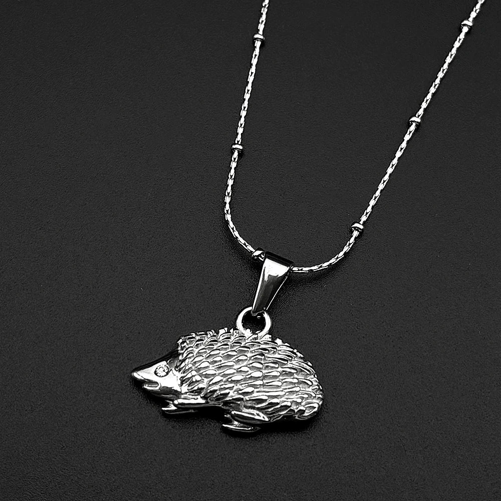 Hedgehog Pendant Necklace — Gold-Tone Stainless Steel