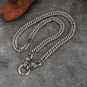 Cuban Chain Skull Necklace — Stainless Steel