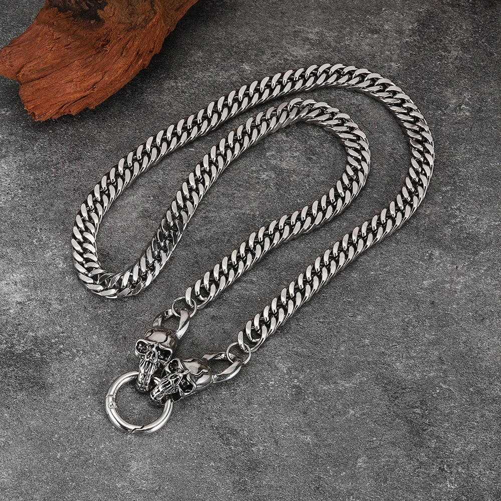Cuban Chain Skull Necklace — Stainless Steel