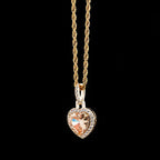 Iced Out Heart Pendant Necklace Stainless Steel CZ