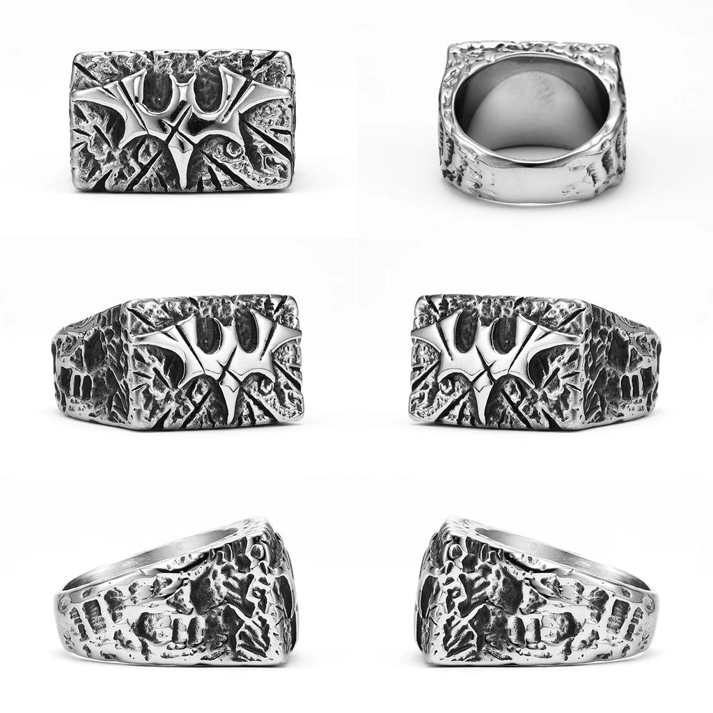 Bat Texture Ring — Stainless Steel