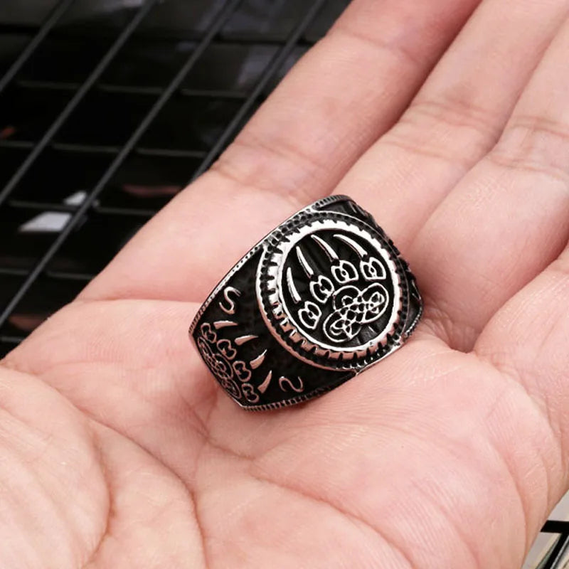 Vintage Viking Bear Claw Rings for Men Stainless Steel Celtics Knot Ring Jewelry Punk Rock Biker Accessories Gift Dropshipping