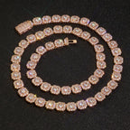 Rose Gold Tennis Chain Necklace 10/12MM Cluster
