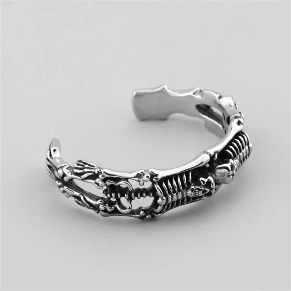 New Retro Personalized Trend Gothic Skull Open Bracelet Men Hip Hop Rock Punk Bracelet Birthday Party Street Niche Gift Jewelry