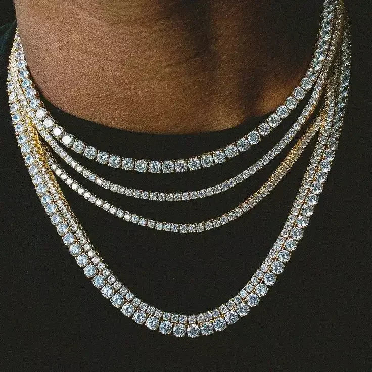 3MM 4MM 5MM 5A Cubic Zirconia CZ Tennis Chain Necklace High Quality Iced Out Bling Hip Hop Men Boy Classic Basic Chains