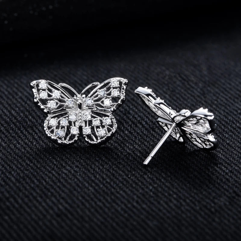 Iced Out Butterfly Earrings — 925 Silver