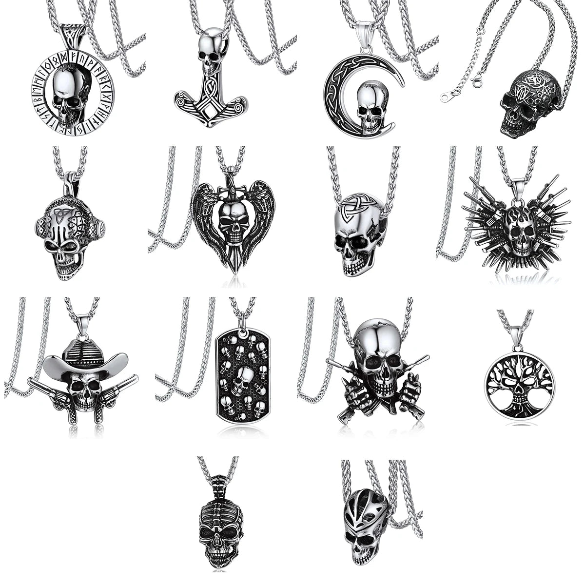 Skull Pendant Necklace — Stainless Steel Gothic
