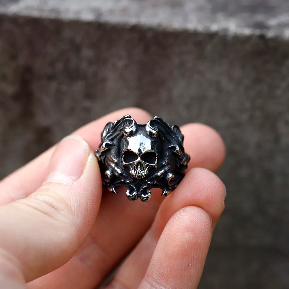 NEW Men's 316L stainless-steel rings Calvarium Skull Devil RING for gothic decorative pattern Jewelry Gift free shipping