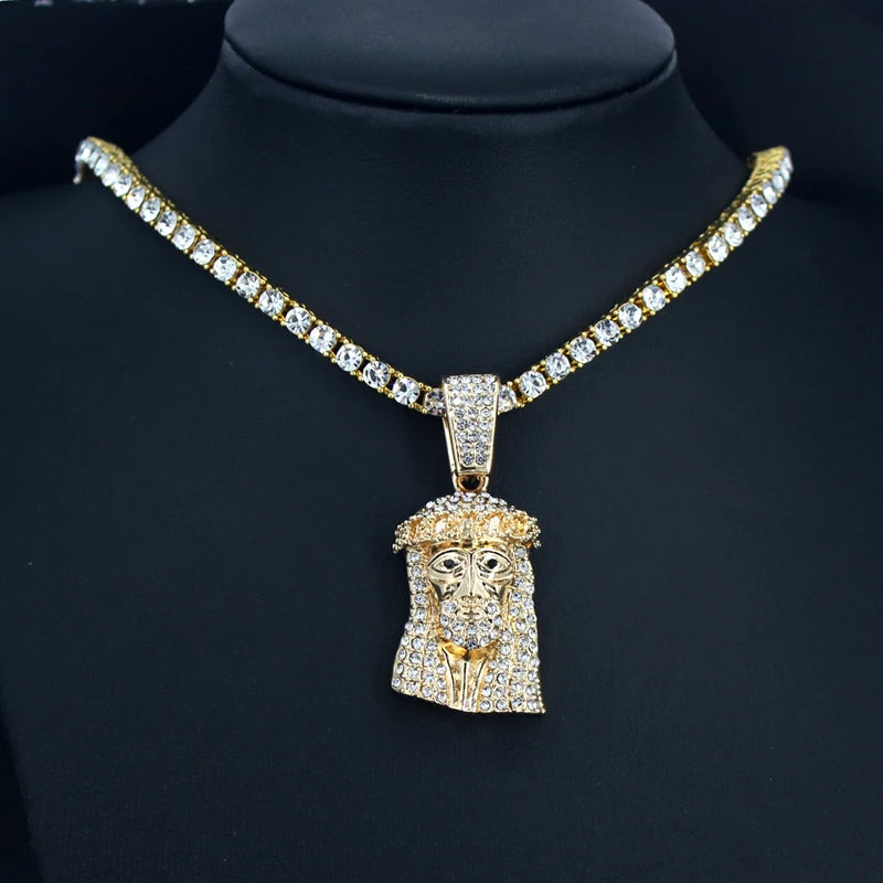 Iced Out Jesus Tennis Chain Necklace 4mm
