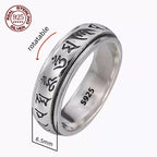 Handmade 12mm Width Real S925 Sterling Silver Lucky Dragon Double Layer Rotatable Closed Dragon Ring For Man Woman Fine
