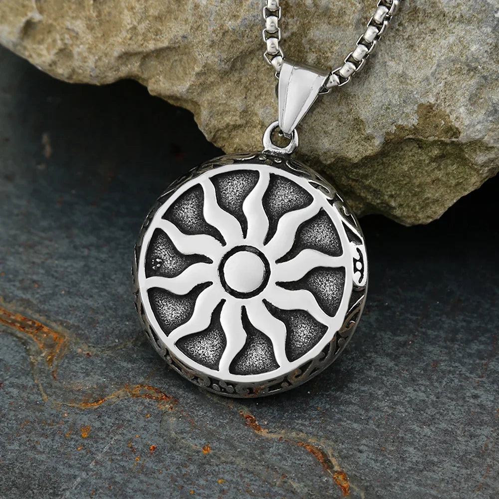 Sun God Pendant Necklace — Stainless Steel