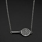 Mini Tennis Racket Pendant Necklace For Women Men Stainless Steel Gold Color Tennis Lover Gift Sweater Chain Sports Jewelry