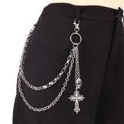 Multi‑Layer Pants Chain With Skull Cross Pendant Unisex Metal Waist Chain Gothic Punk Jeans Hanging Fashion Decor