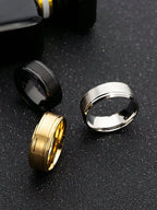 Minimalist Brushed Tungsten Stainless Steel Ring for Men and Women