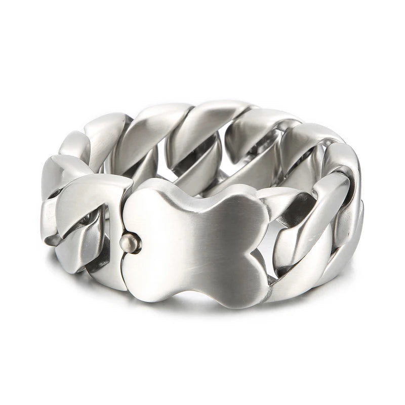 31mm Men's Heavy Bracelets Stainless Steel Cuban Chain Brushed Shiny Chunky Bracelet Bangle For Men Silver Color Jewelry