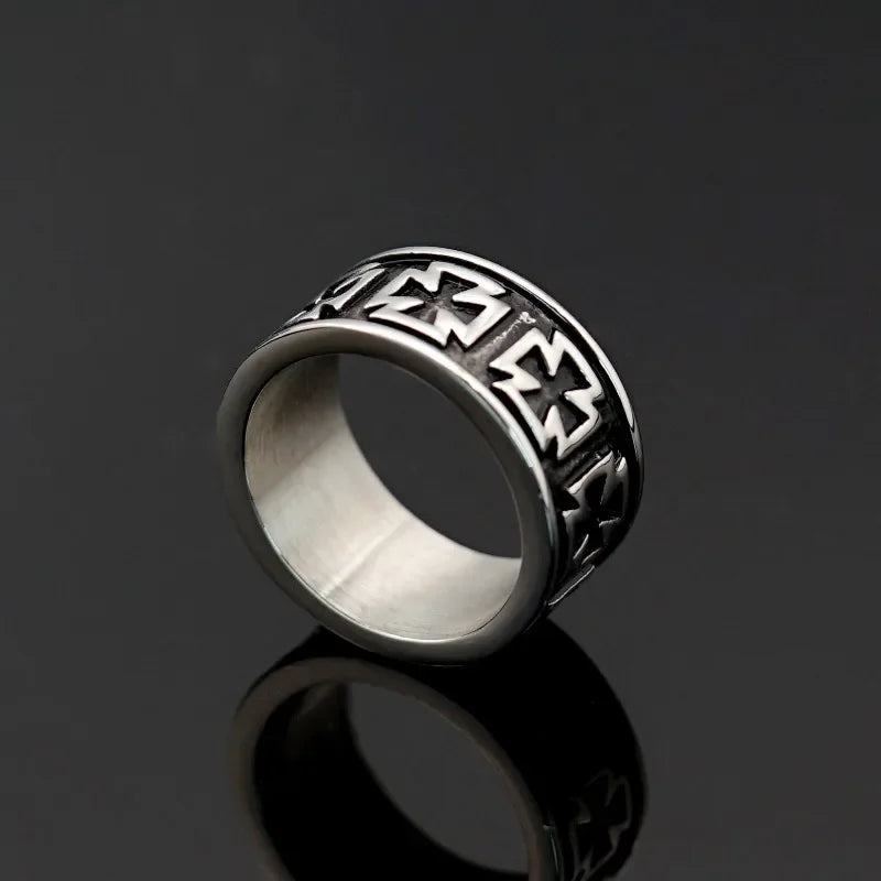 Knight Templar Cross Ring — Black Stainless Steel