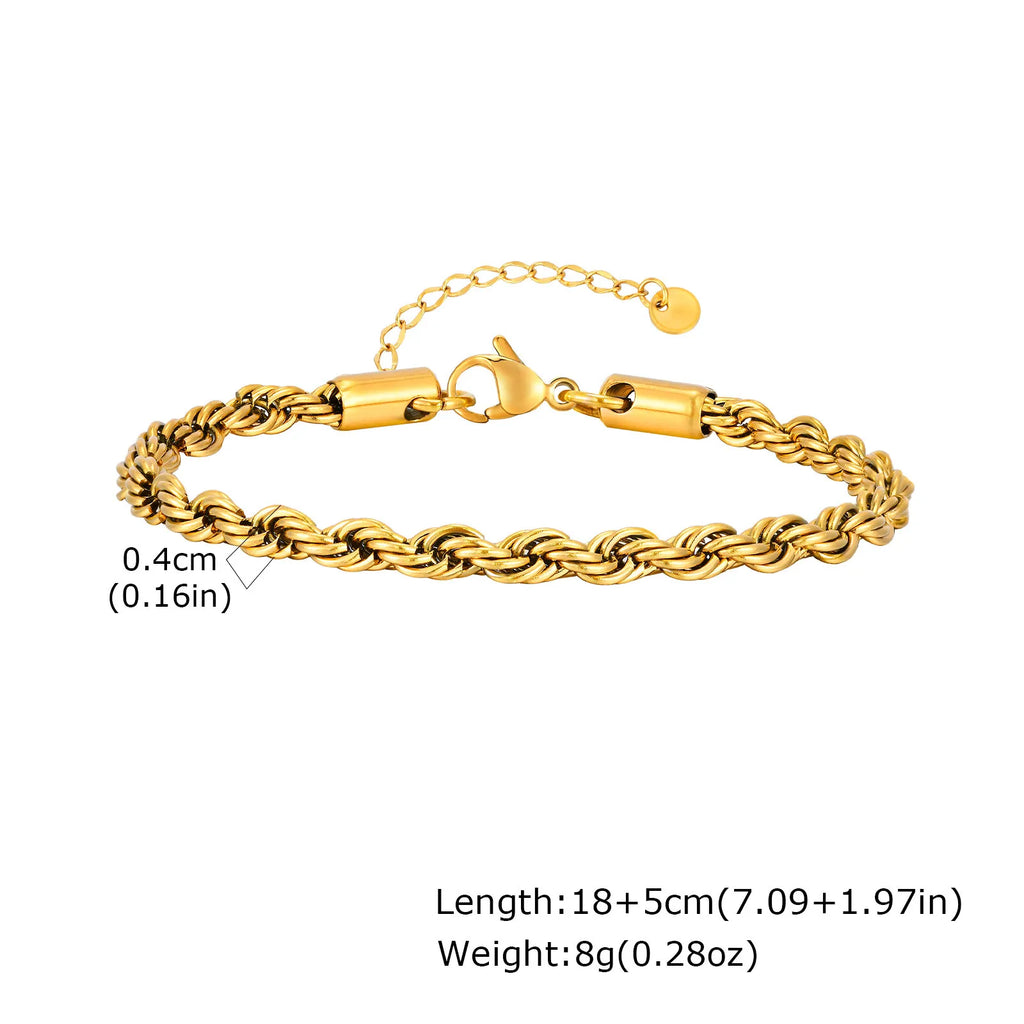 Gold Rope Chain Bracelet 5mm — Stainless Steel