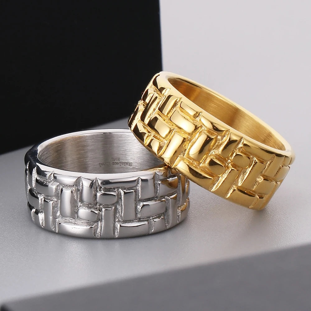 Waterproof Luxury Gold Color Stainless Steel Rings for Man Mens Rings Cool Birthday Jewelry Accessory Gifts for Him