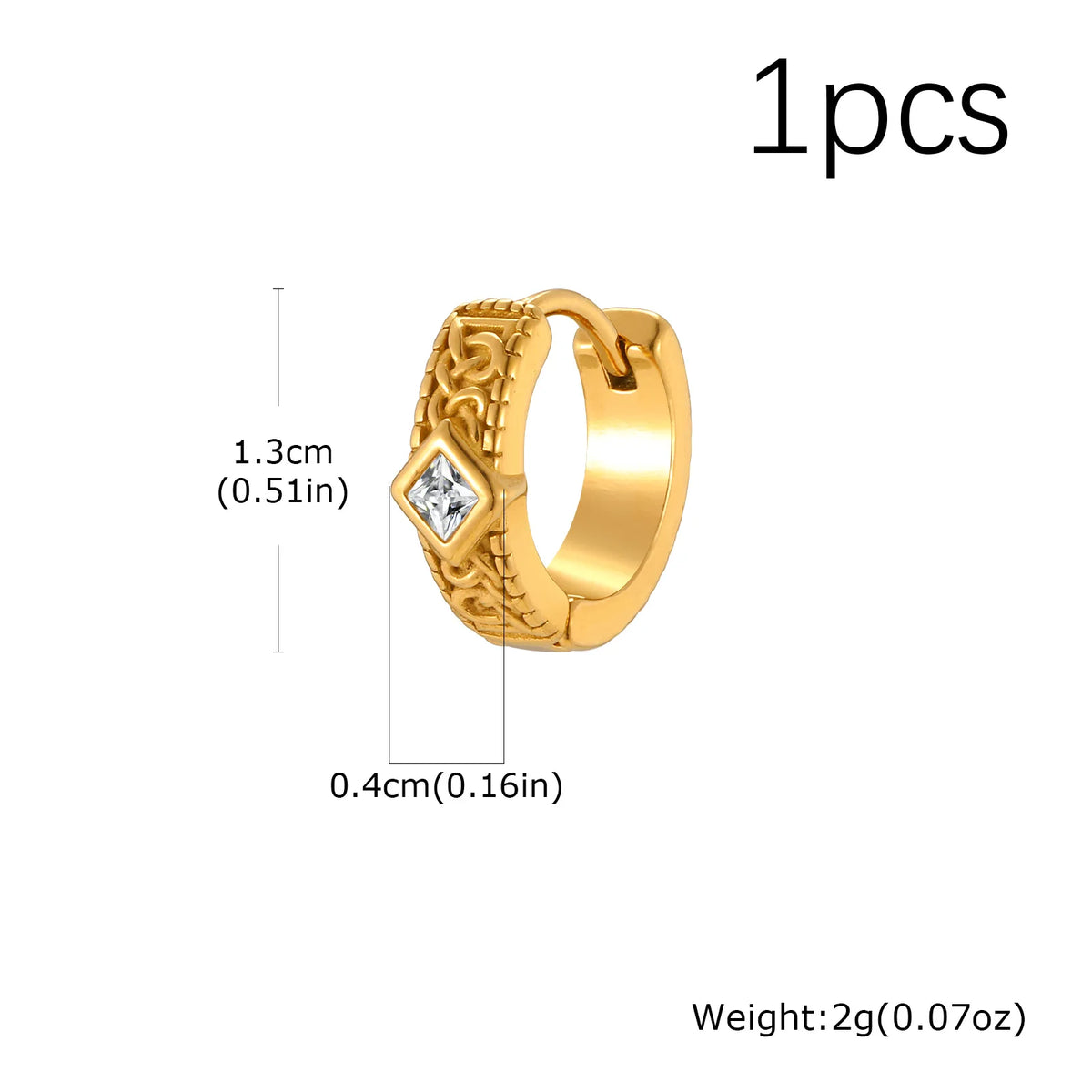 Gothic Rhombus Hoop Earrings for Men — Small, Stainless Steel
