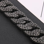 Heavy Curb Bracelet for Men Vintage Stainless Steel Foundry Tapping Pattern Cuban Chain Male Bangle Bracelets Jewelry