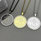 Key Gold Pendant Solomon Rhinestones Hebrew Symbols