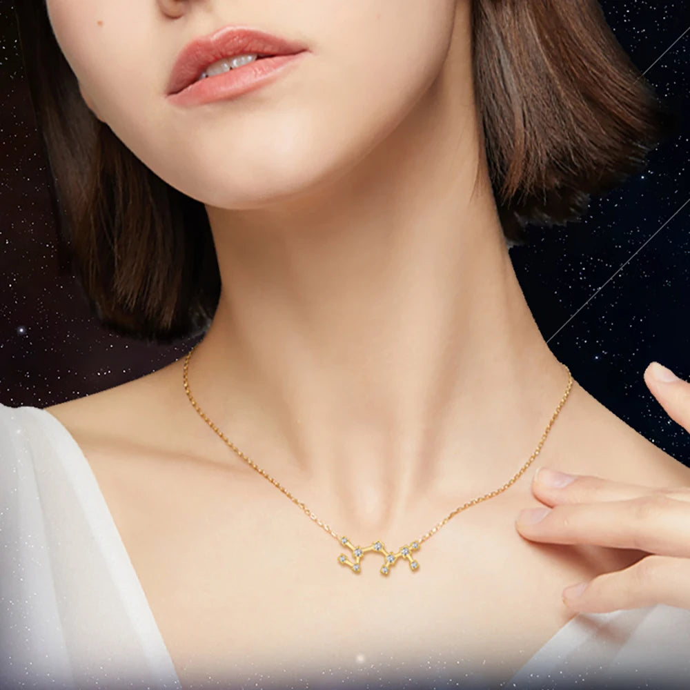 Unift Clear Zircon Zodiac Constellation Women Necklaces Star Sign Pisces Aries Taurus Pendant Fashion Horoscope Amulet Jewelry