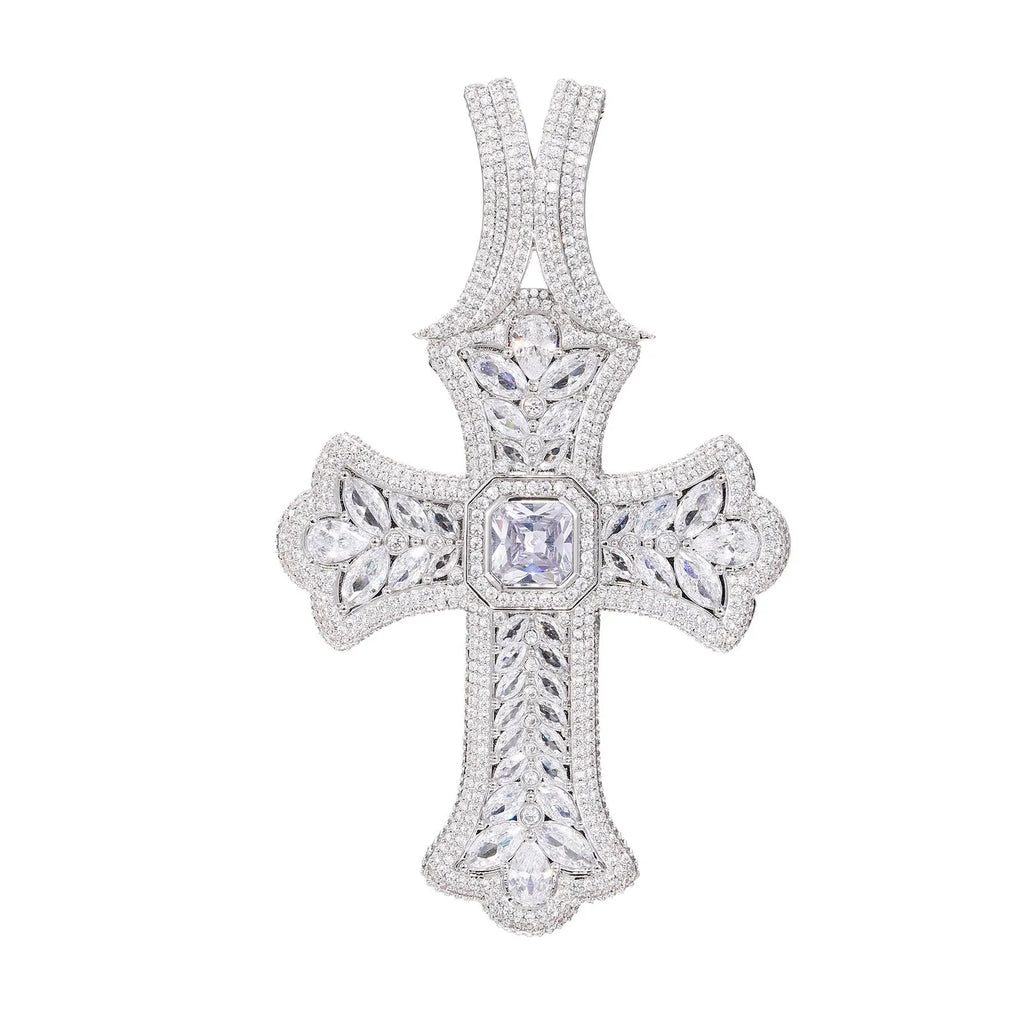 Full Cross Necklace Unisex Hip Hop Cuban Chain Sparkly Pendant For Men Women