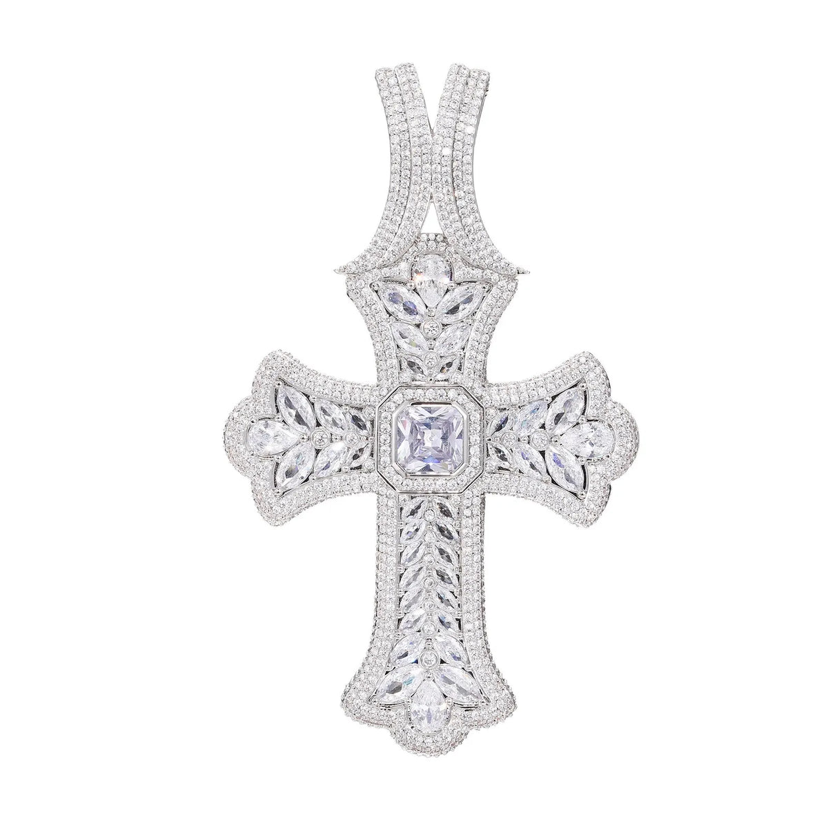 Full Cross Necklace Unisex Hip Hop Cuban Chain Sparkly Pendant For Men Women