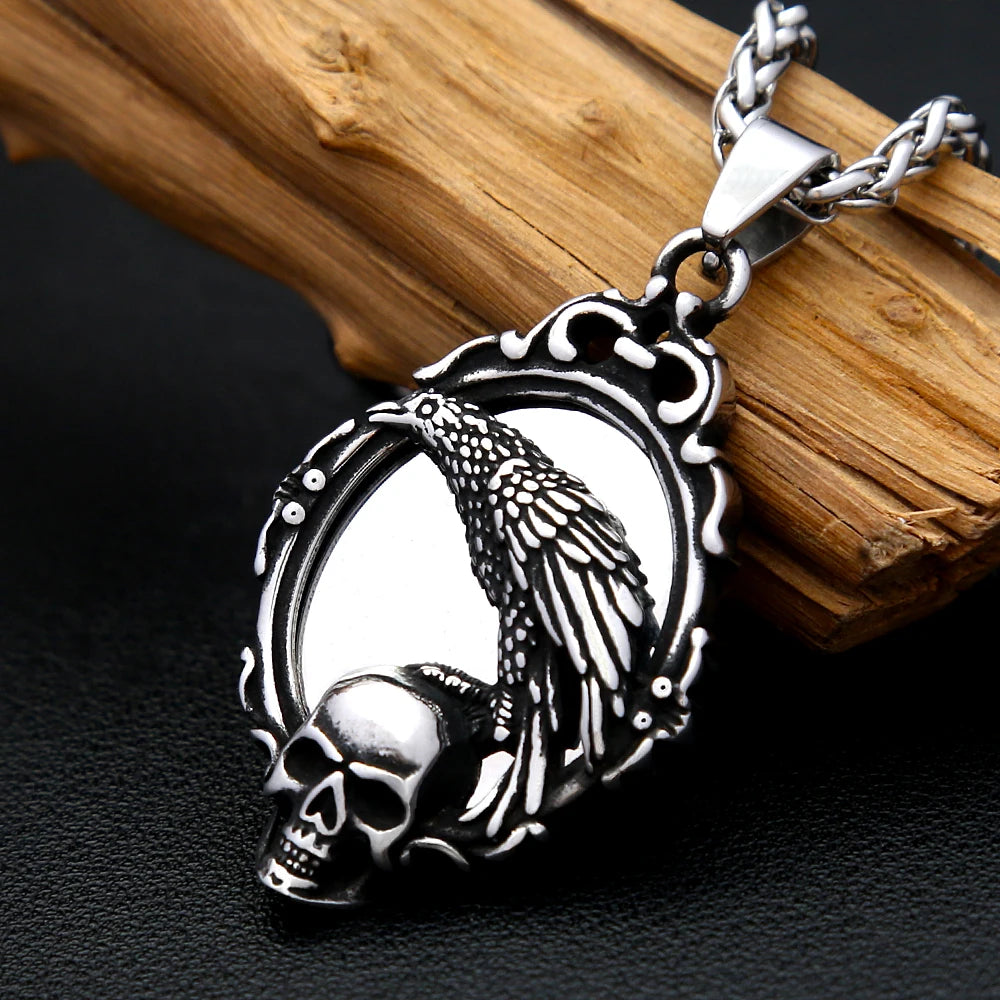 Skull Magic Mirror Pendant — Stainless Steel
