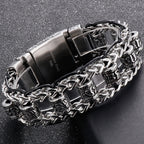 Religious Man Bracelet Stainless Steel 22MM Width Buddhist Scriptures Link Men's Bracelets Leather Wristband On Hand