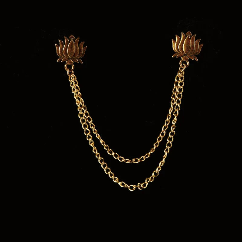 Vintage Double Chain Tassel Brooch — Lapel Pin Suit Badge