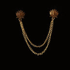 Vintage Double Chain Tassel Brooch — Lapel Pin Suit Badge