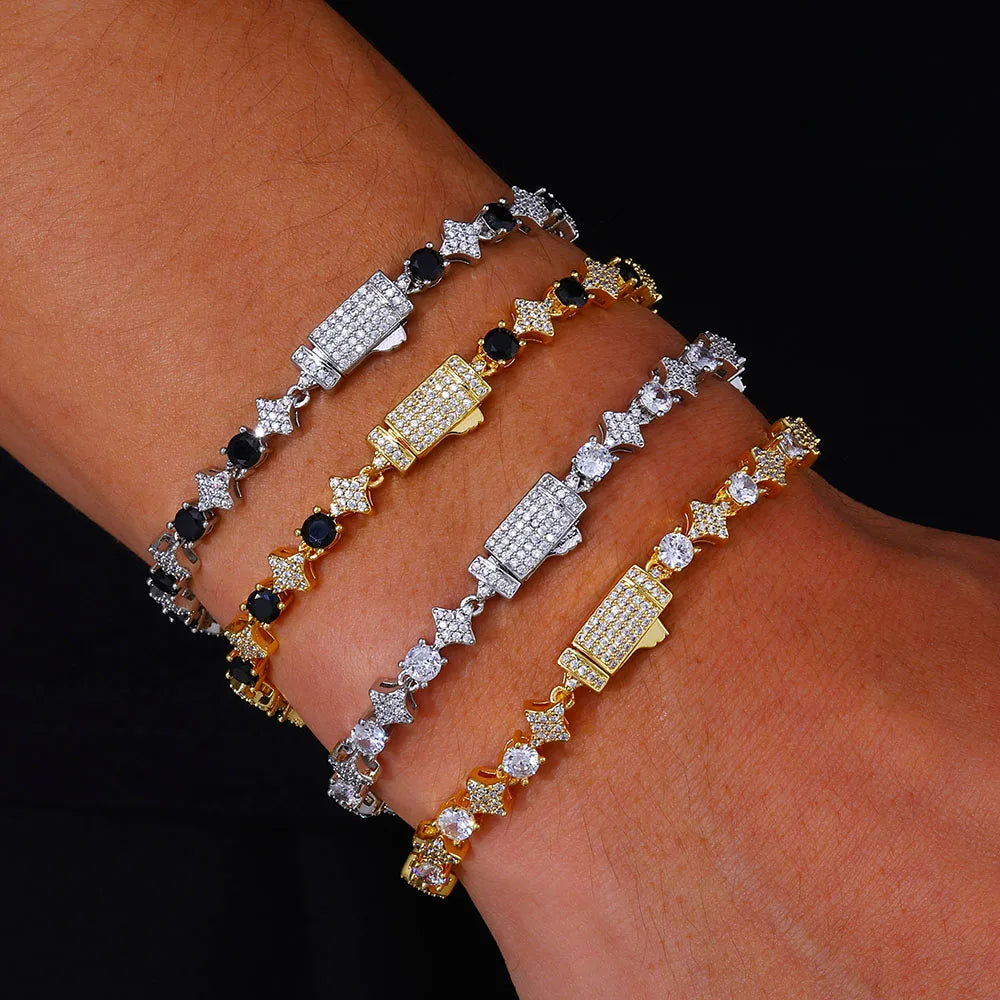 Black Star Tennis Bracelet Statement