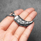 Viking Wolf Tooth Trophy Pendant Necklace — Stainless Steel