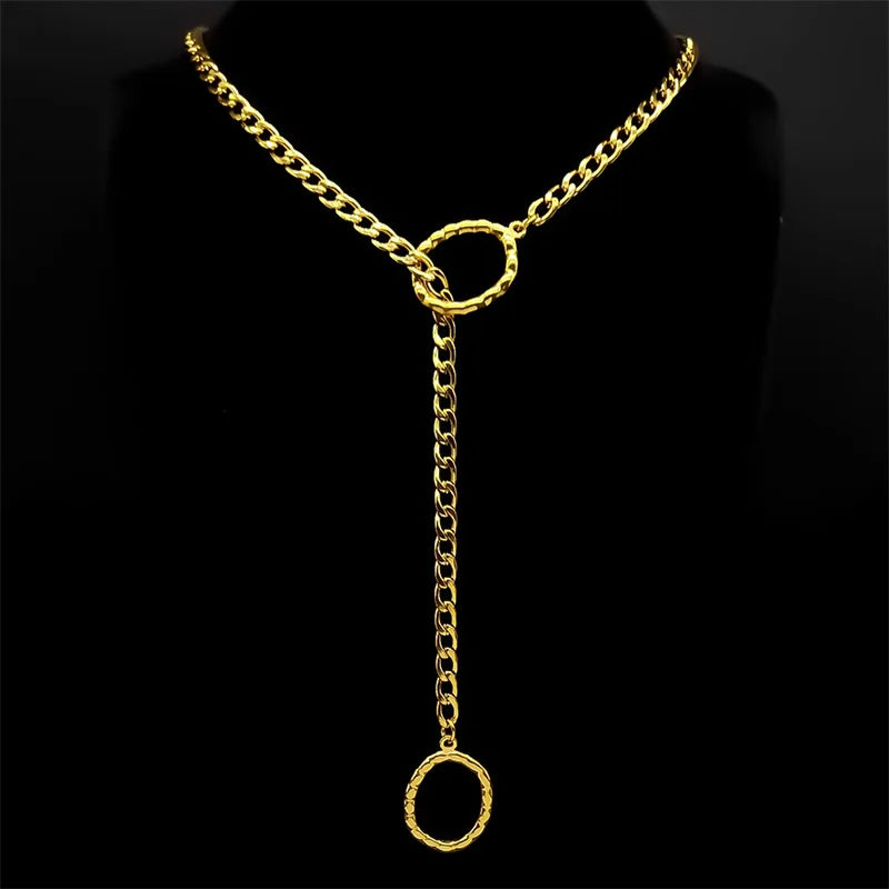 Heart O-Ring Chain Necklace — Stainless Steel