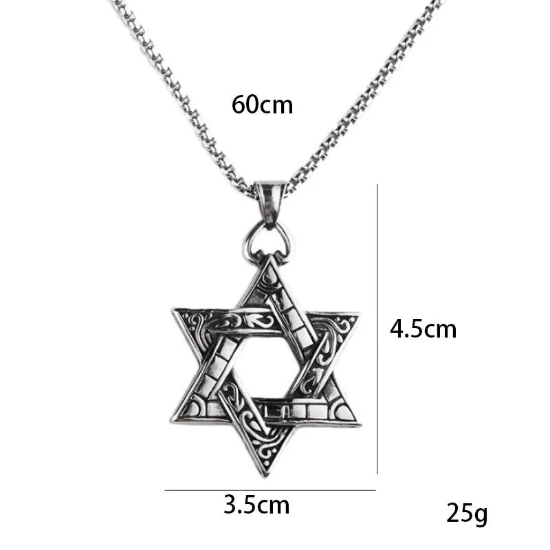 Stainless Steel Hexagram Star Pendant Necklace