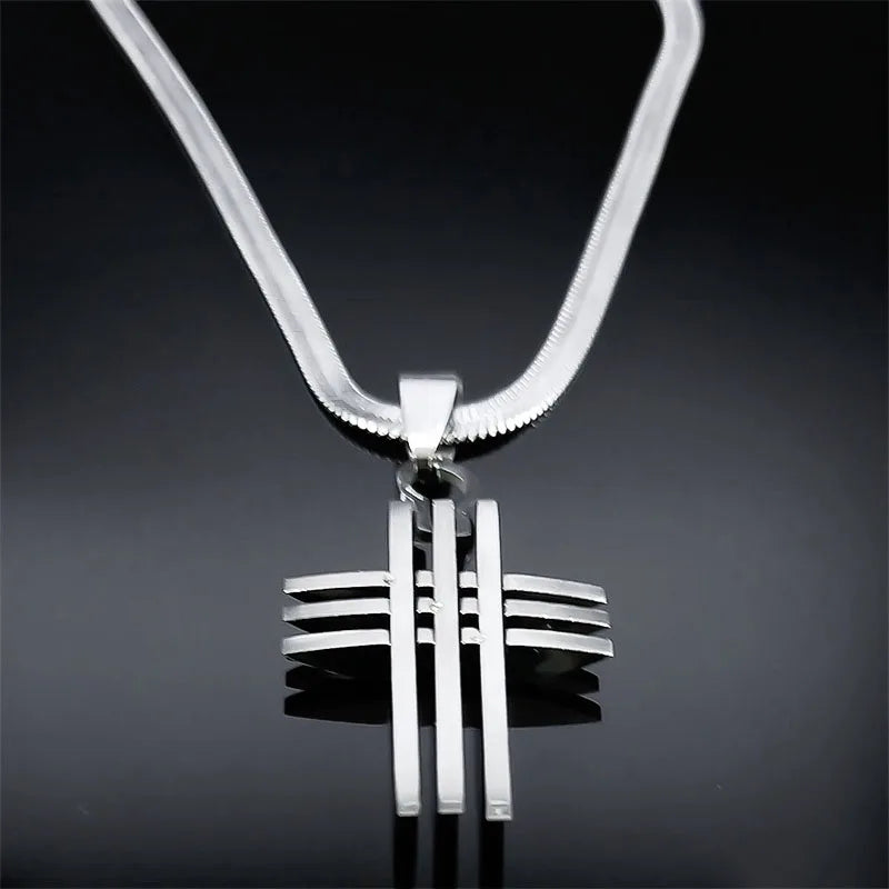 Cross Snake Steel Pendant Novelty Trinity Stereo