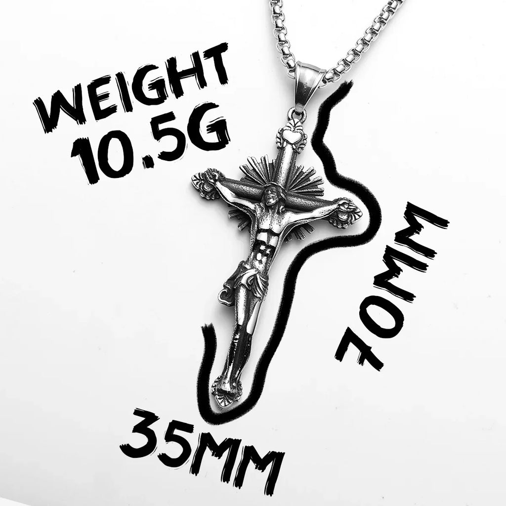 Jesus Exorcism Retro Cross Pendant Necklace — Stainless Steel