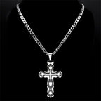Cross Silver Pendant Necklace — Stainless Steel