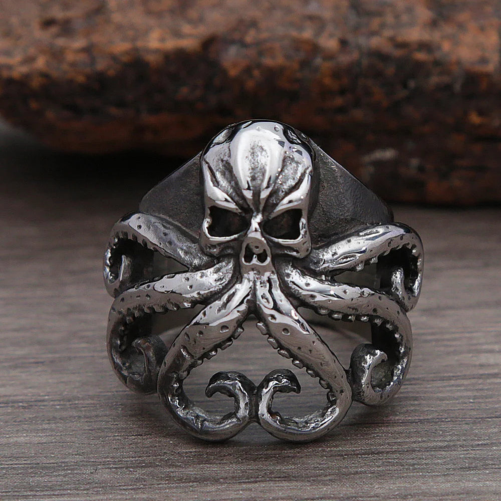 Pirate Skull Octopus Ring — Stainless Steel