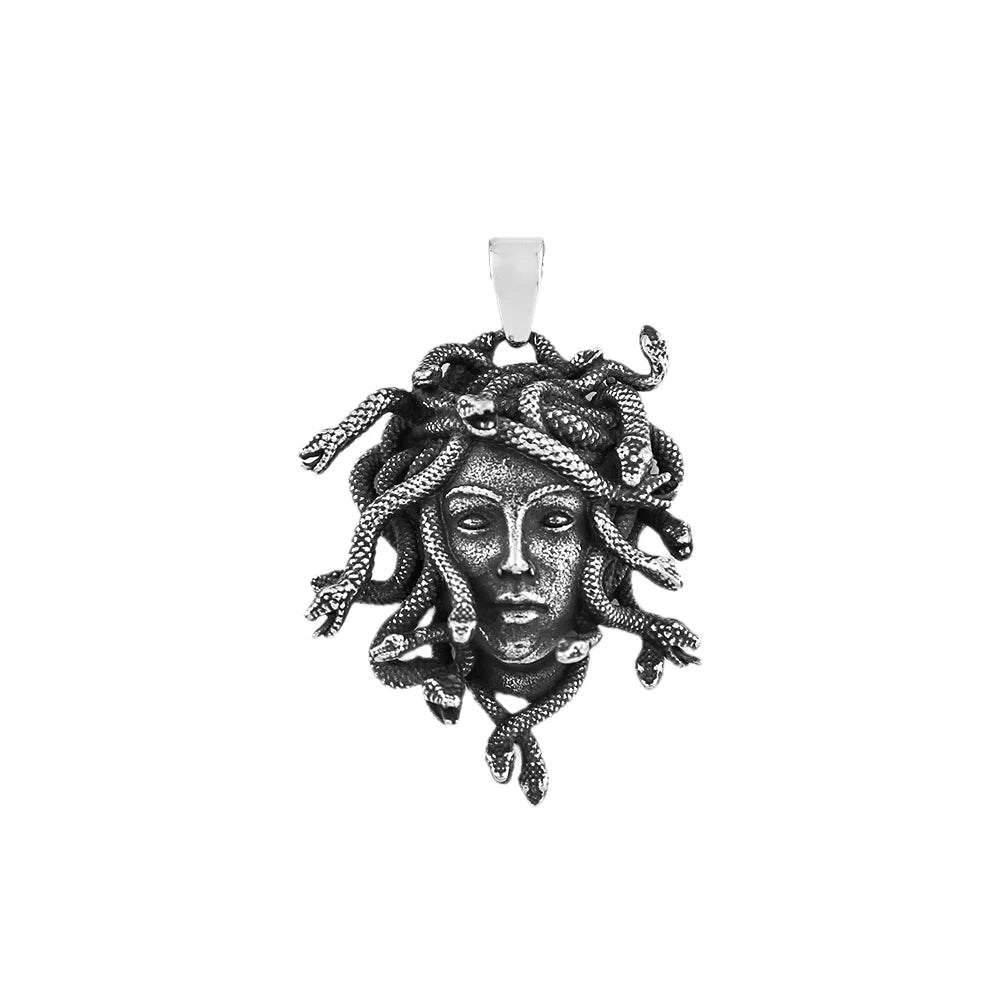 Gothic Vintage Medusa Pendant 316L Stainless Steel Punk Hip Hop Unique Snake Necklace Fashion Amulet Jewelry Gifts