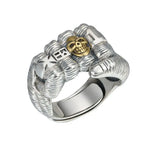 European Style Overbearing Exaggerated Retro Fist Skull 925 Sterling Silver Fashion Personality Opening Rings  TYB228