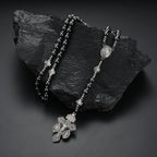 Black Hematite Cross Pendant Necklace — Zinc Alloy