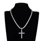 Classic Zircon Cross Necklace Iced Out Hip Hop for Men and Women Bling Pendant Punk Jewelry Gifts
