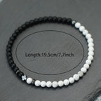 Bicolor Natural Stone 4mm Beaded Bracelet for Men — Elastic