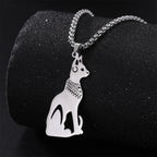 Egyptian Goddess Cat Bastet Pendant Necklace For Women Men Stainless Steel Ancient Egypt Animal Choker Box Chain