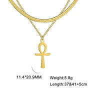 Jeshayuan The Egyptian Cross Ankh Pendant Necklace For Women Gods of Egypt Stainless Steel Life Amulet Jewelry Gift