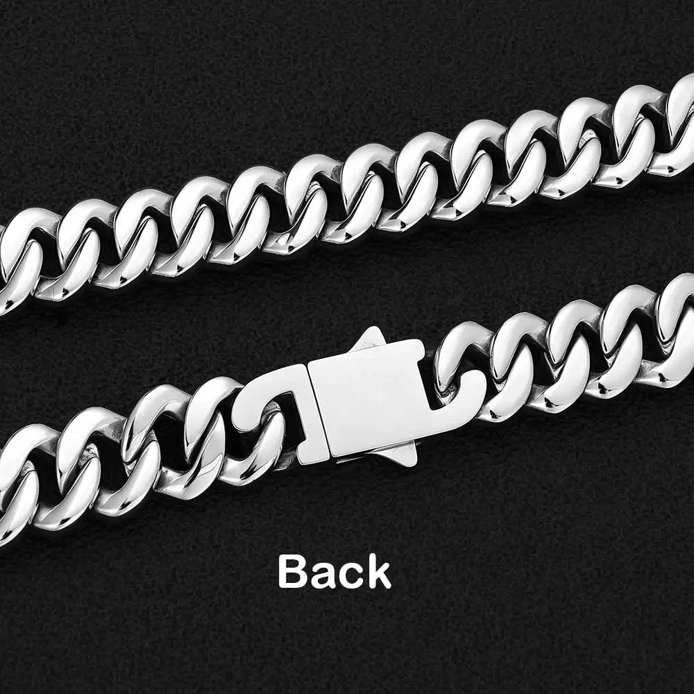 NUOYA Wholesale 12mm Stainless Steel Cuban Link Chain Bracelet High Polished Hip Hop Jewelry Gift for Men